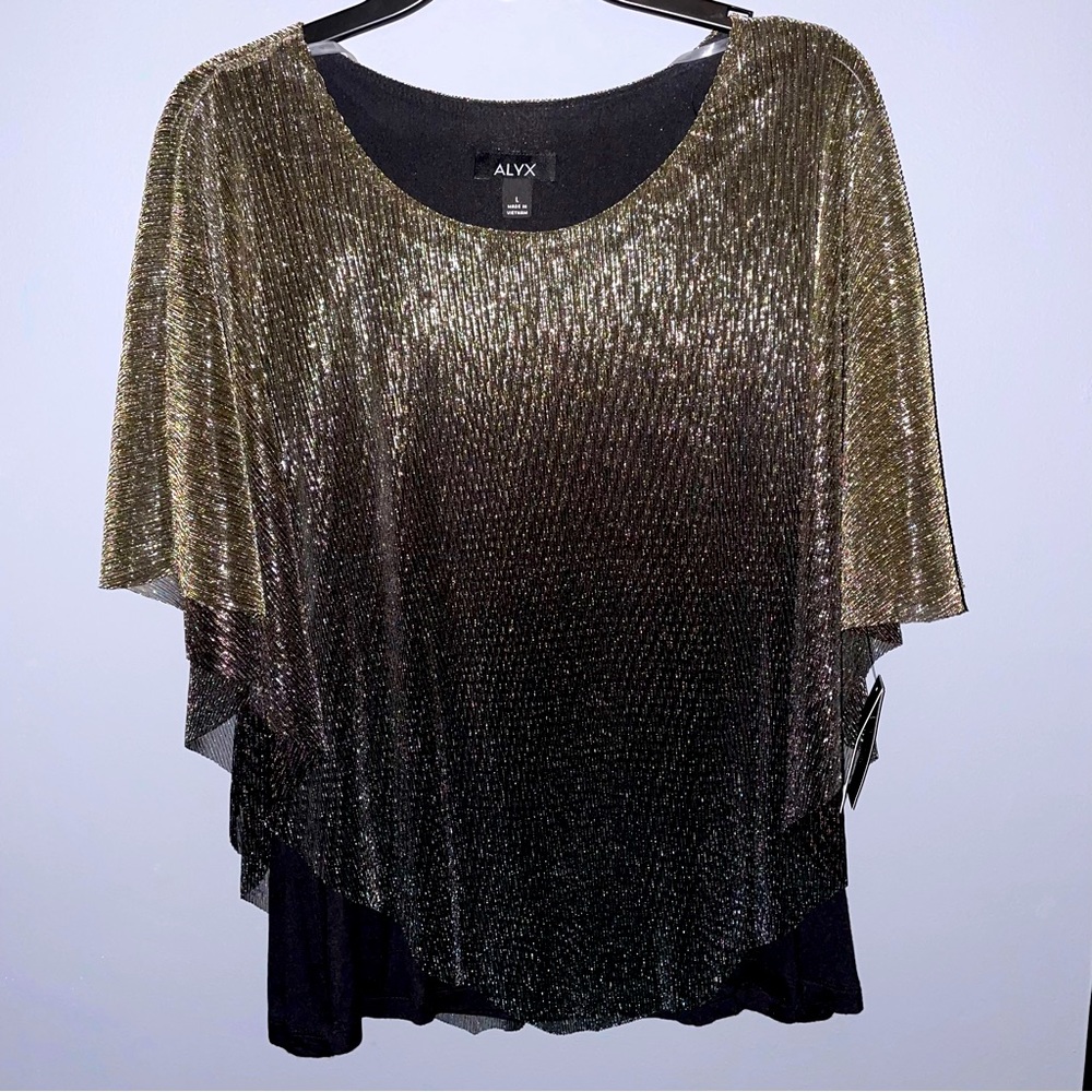 NTW, ALYX, Size L, Black with Silver Blouse Top